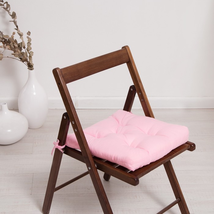 Набор подушек для стула 35х35см 2шт, цв. розовый, бязь, холлофайбер
